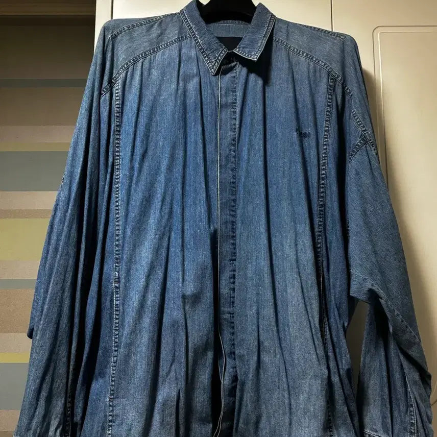 [BUNJANG] JUUN.J 25SS Medium Wash Denim String Shirt Size 48 / 25ss 준지 중청 데님 스트링 셔츠 48