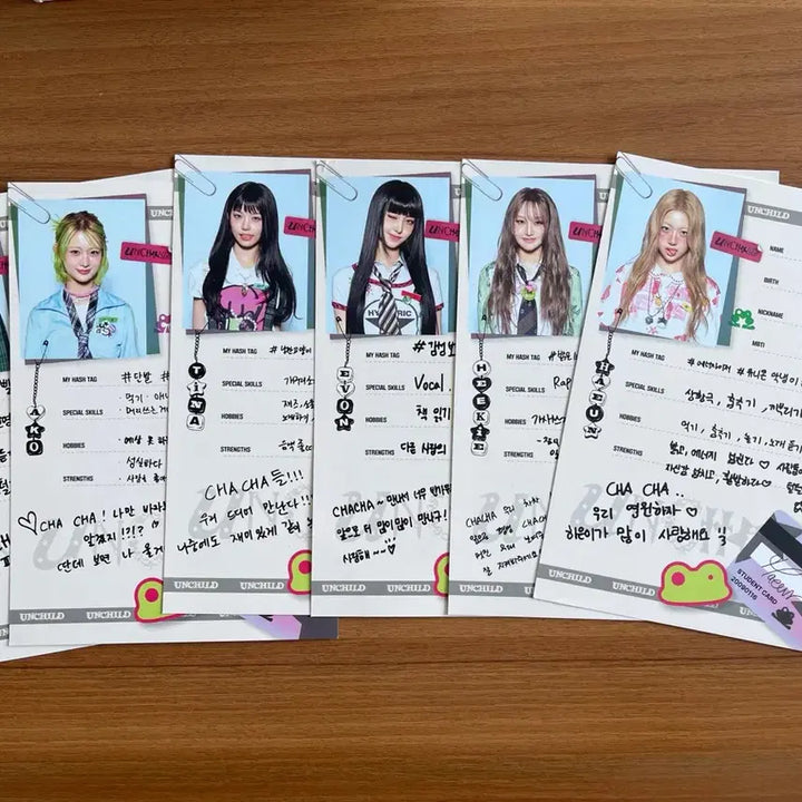 [BUNJANG] Unchild Self-Introduction Card Set (Yeeun, Hayeun, Tina) POB / 언차일드 unchild 팝업 특전 자기소개서 판매 예은 하은 티나