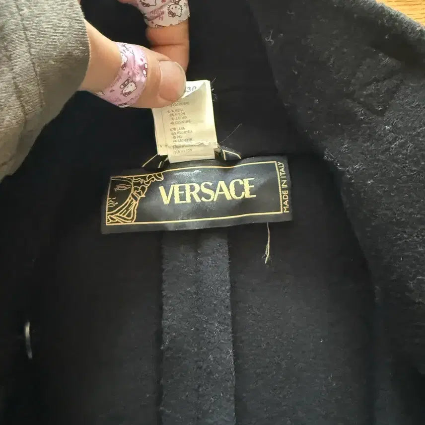 [BUNJANG] Versace Archive Coat Black Leather Strap Detail / 베르사체 아카이브 코트