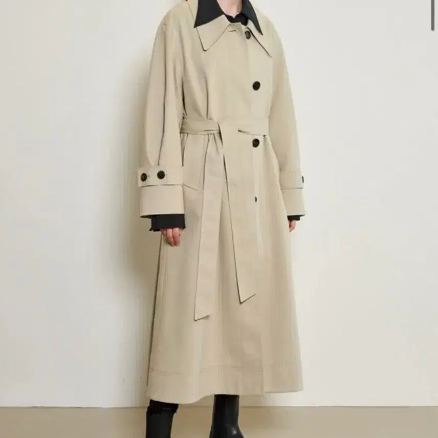 [BUNJANG] Muah.v Long Trench Coat Beige / 무아르보 롱 트렌치 코트 1회착용