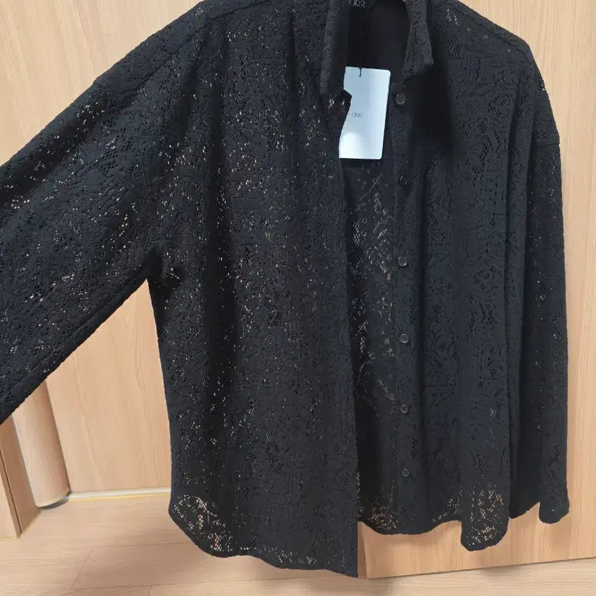 [BUNJANG] ORR Lace Pajama Shirt &amp; Shorts Set - Black (Size M) / (무배)ORR 레이스 파자마셔츠&amp; 숏팬츠 셋업 M