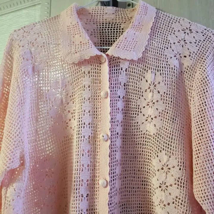 [BUNJANG] Crochet Cardigan with Collar / 카라 손뜨개 크로셰 가디건
