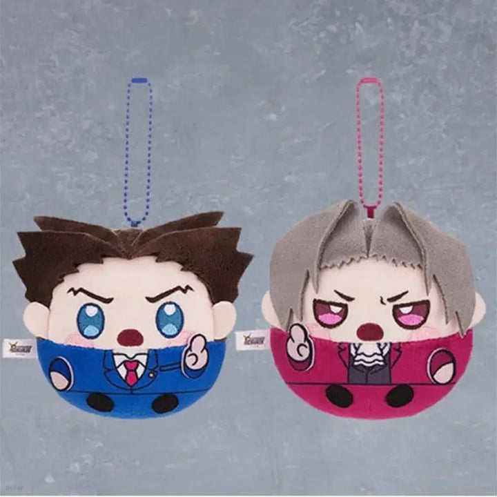 [BUNJANG] Ace Attorney Naruhodo Mitsurugi Bundle Mini Plush Set / 역전재판 쫀득쫀득 미니인형 나루호도 미츠루기 일괄