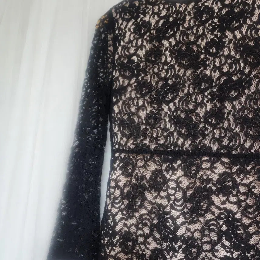 [BUNJANG] SJYP Black Lace Maxi Dress / SJYP블랙 레이스 원피스