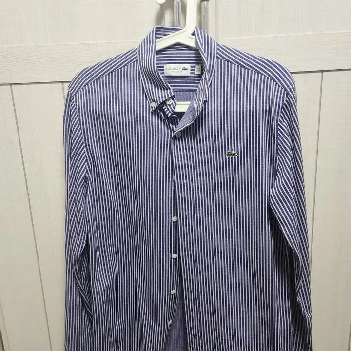 [BUNJANG] Lacoste Jersey Stripe Shirt Blue/Gray Size 95 / 라코스테 저지스트라이프셔츠 블루.그레이 95사이즈