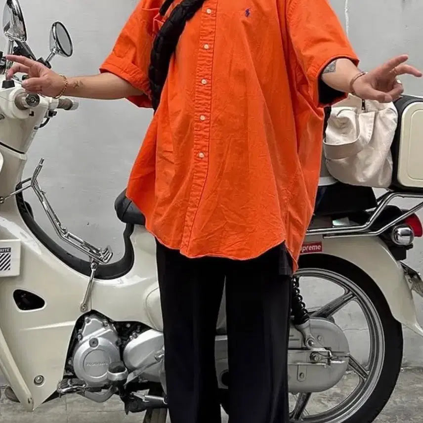[BUNJANG] Polo Ralph Lauren Orange Overshirt / 폴로랄프로렌오렌지 오버셔츠
