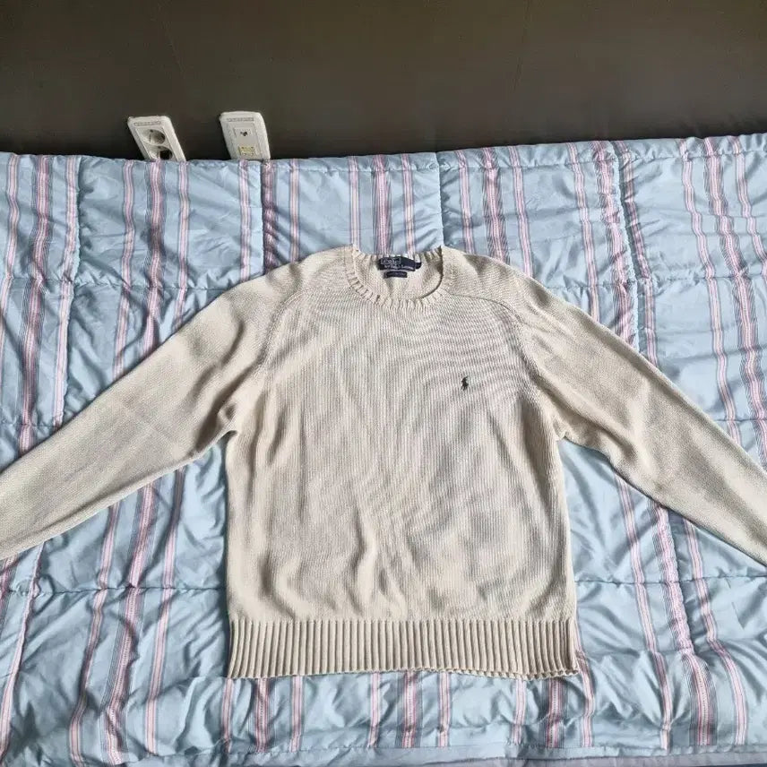 [BUNJANG] Polo Cotton Round Neck Knit Ivory Size 95 / 폴로 코튼 라운드 넥 니트 아이보리 95 사이즈