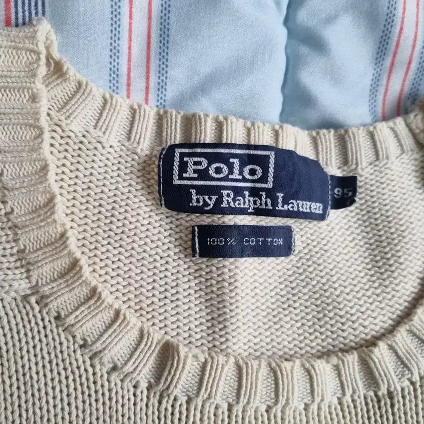 [BUNJANG] Polo Cotton Round Neck Knit Ivory Size 95 / 폴로 코튼 라운드 넥 니트 아이보리 95 사이즈