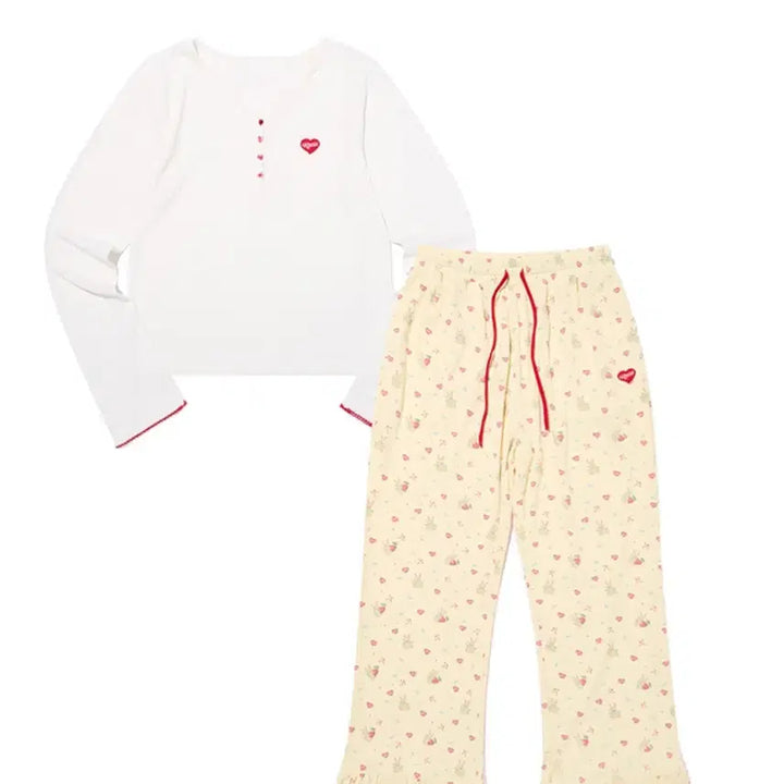 [BUNJANG] Kirsh Mellow Long Pajama Set Yellow / 키르시 멜로우 롱 파자마 세트 [옐로우] M