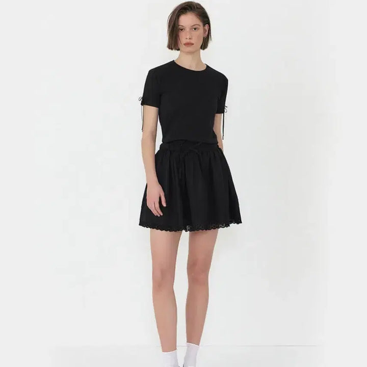 [BUNJANG] Normor Balloon Mini Skirt Black Y2K Balletcore Lace / 노머 벌룬 미니 스커트 블랙 y2k 발레코어 레이스 펀칭 아뜰리에