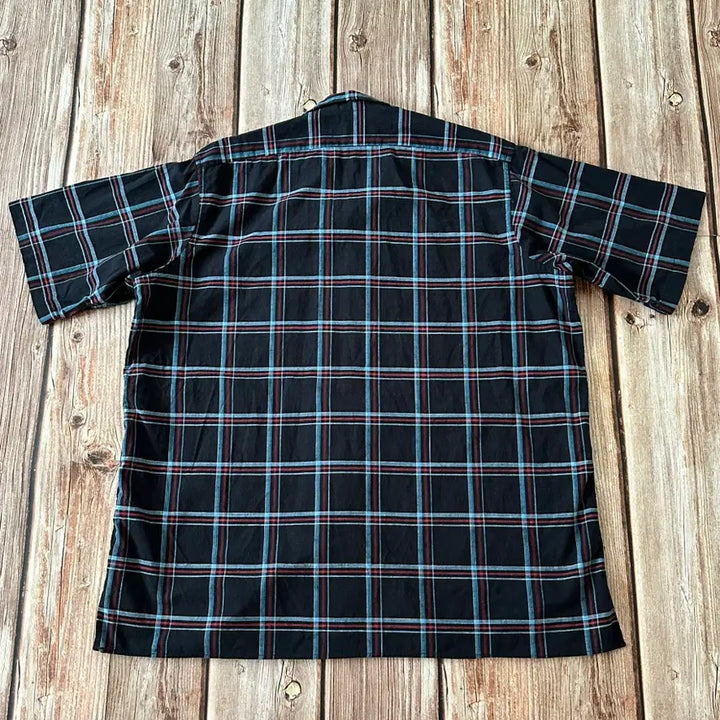 [BUNJANG] IndividualizedShirts Open Collar Black Check Shirt L / 인디비주얼라이즈드셔츠 오픈카라 블랙 체크 셔츠 L사이즈