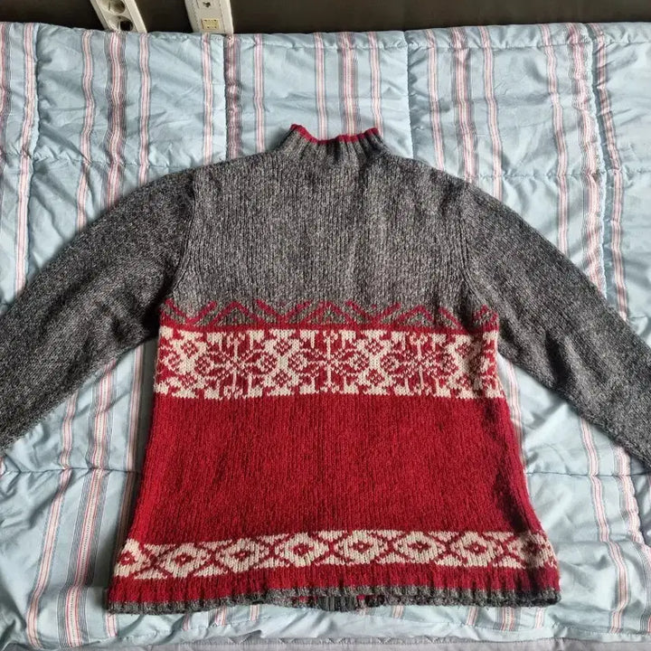 [BUNJANG] Vintage Nordic Knit Zip-Up Sweater / 빈티지 노르딕 니트 짚업