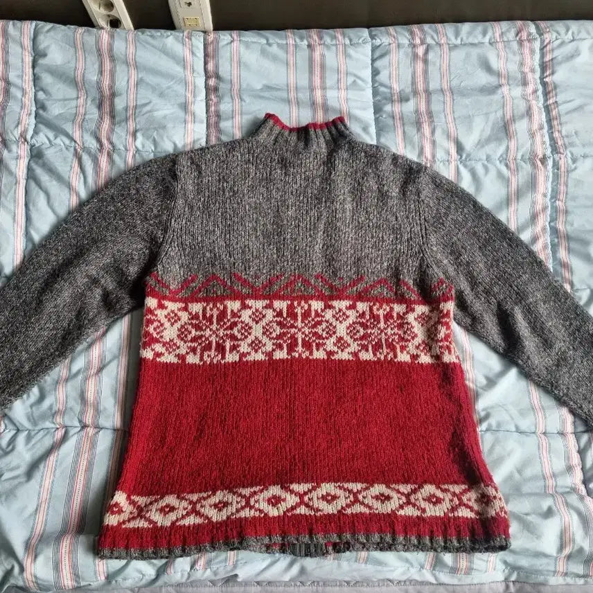 [BUNJANG] Vintage Nordic Knit Zip-Up Sweater / 빈티지 노르딕 니트 짚업
