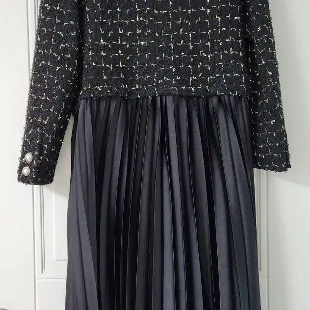 [BUNJANG] Bicini Tweed Black Dress Belt Set / 바이씨니 트위드 블랙 원피스 벨트 세트