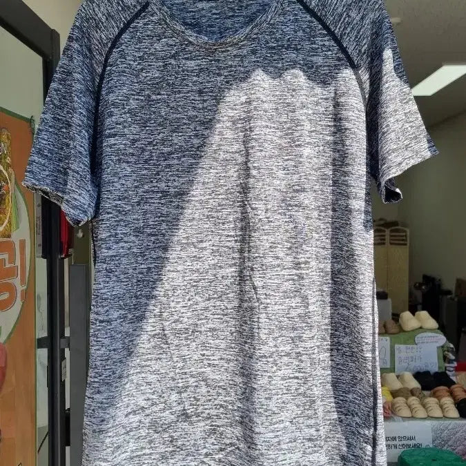 [BUNJANG] Gray Melange Short Sleeve Functional T-Shirt / 회색 멜란지 반팔 기능성 티셔츠