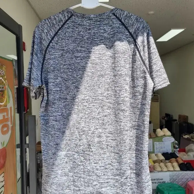 [BUNJANG] Gray Melange Short Sleeve Functional T-Shirt / 회색 멜란지 반팔 기능성 티셔츠