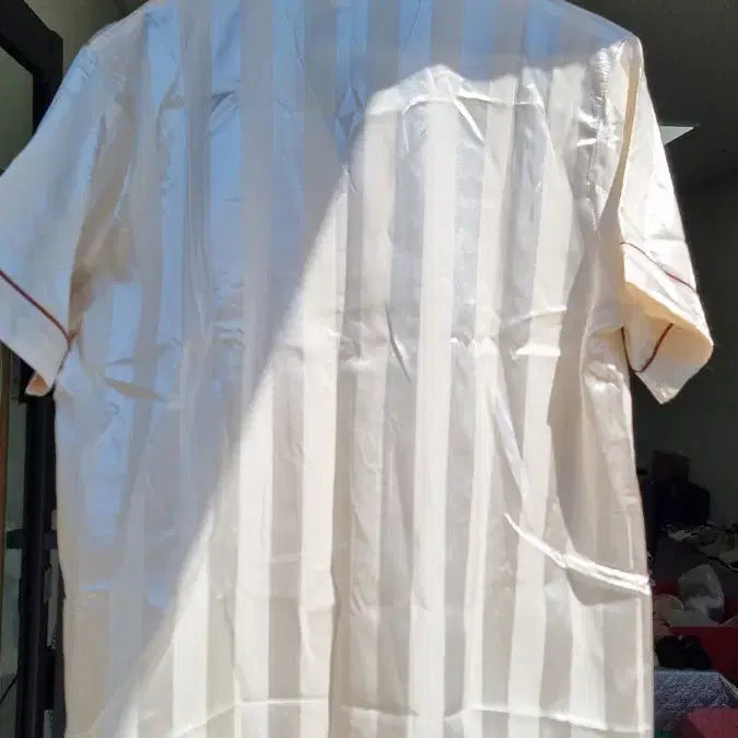 [BUNJANG] Bear Embroidery Stripe Short Sleeve Pajama Set / 곰돌이 자수 스트라이프 반팔 파자마