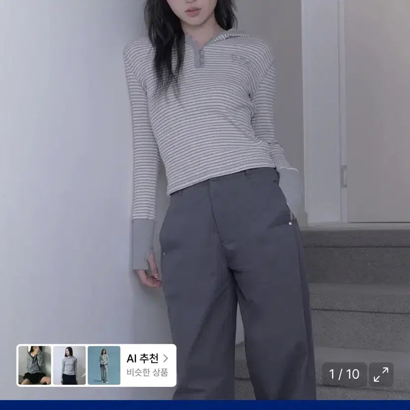 [BUNJANG] Have a Whale Stripe Waffle Hoodie / 해브어웨일 스트라이프 와플 후디