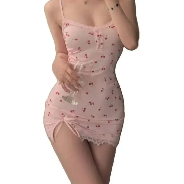 [BUNJANG] Cherry Sleeveless Slip Dress / 체리 나시 원피스 슬립