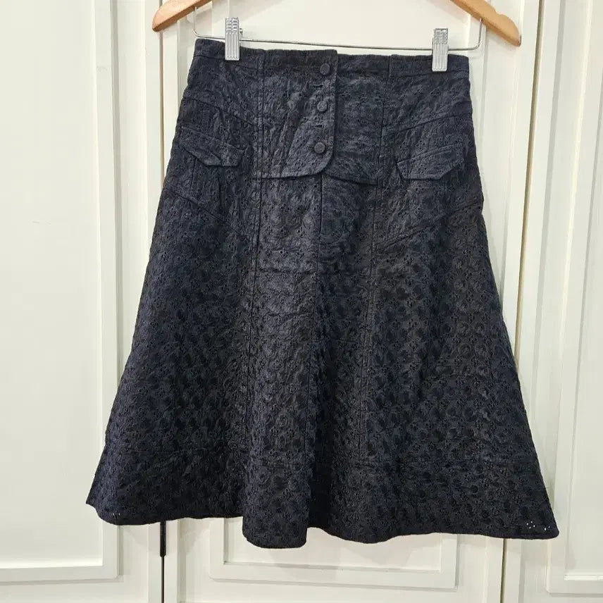 [BUNJANG] Nanette Lepore Black Lace Corset Flare Skirt / 블랙 레이스업 플레어 스커트