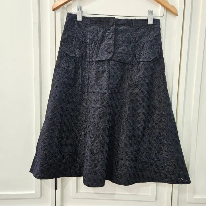 [BUNJANG] Nanette Lepore Black Lace Corset Flare Skirt / 블랙 레이스업 플레어 스커트