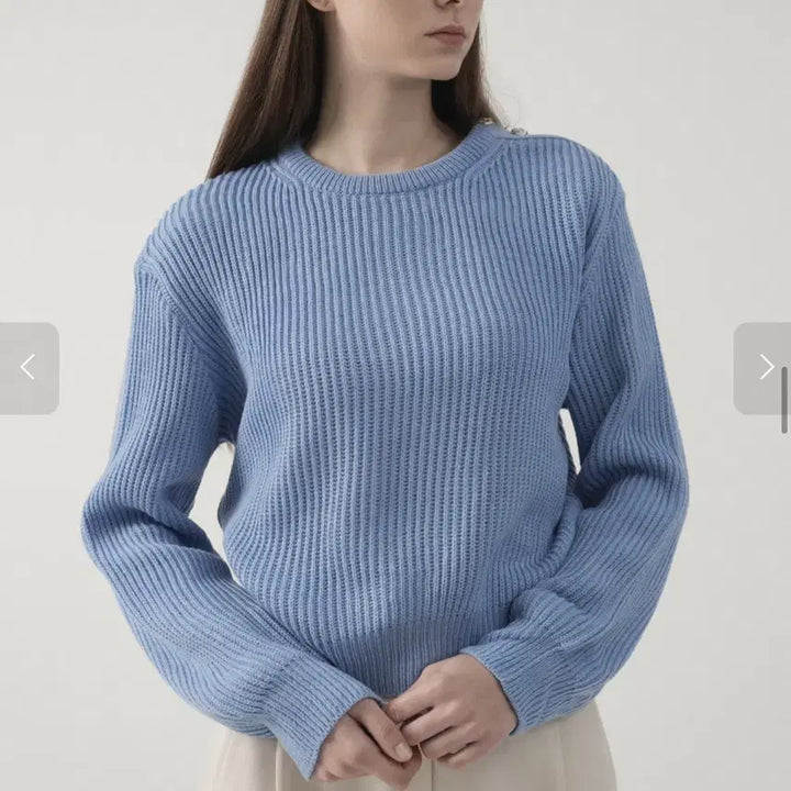[BUNJANG] Navy Knit Button Top / 포인트 니트 단추 네이비