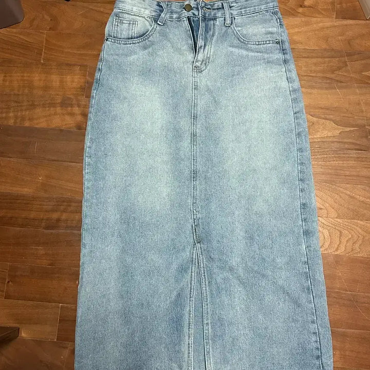[BUNJANG] Light Wash Denim Long Skirt / 키작녀 롱청치마 데님 롱스커트 연청 데님 스커트