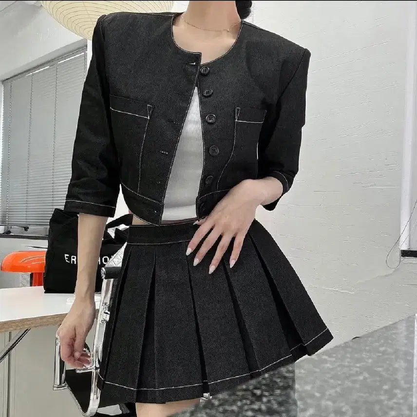 [BUNJANG] Guse Raw Denim Cropped Jacket / guse 구즈 크롭 생지 데님 자켓