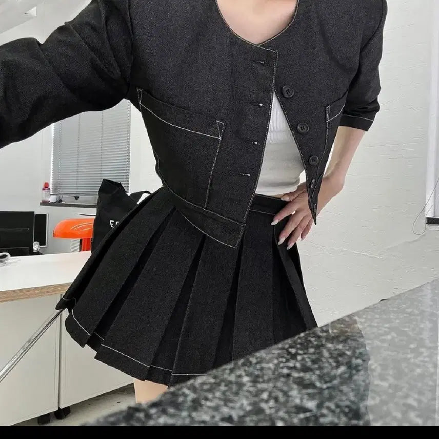 [BUNJANG] Guse Raw Denim Cropped Jacket / guse 구즈 크롭 생지 데님 자켓