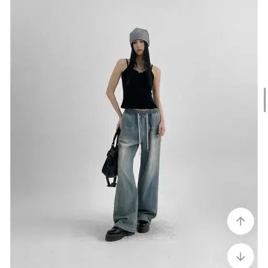 [BUNJANG] Black Up Two-Way Banding Denim Pants Free Size / 블랙업(MADE) 투웨이 밴딩 데님팬츠 Free