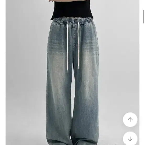 [BUNJANG] Black Up Two-Way Banding Denim Pants Free Size / 블랙업(MADE) 투웨이 밴딩 데님팬츠 Free