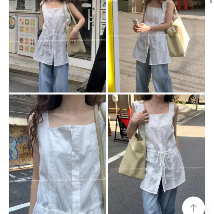 [BUNJANG] White Sleeveless Dress Blouse / 화이트 블라우스 나시 원피스