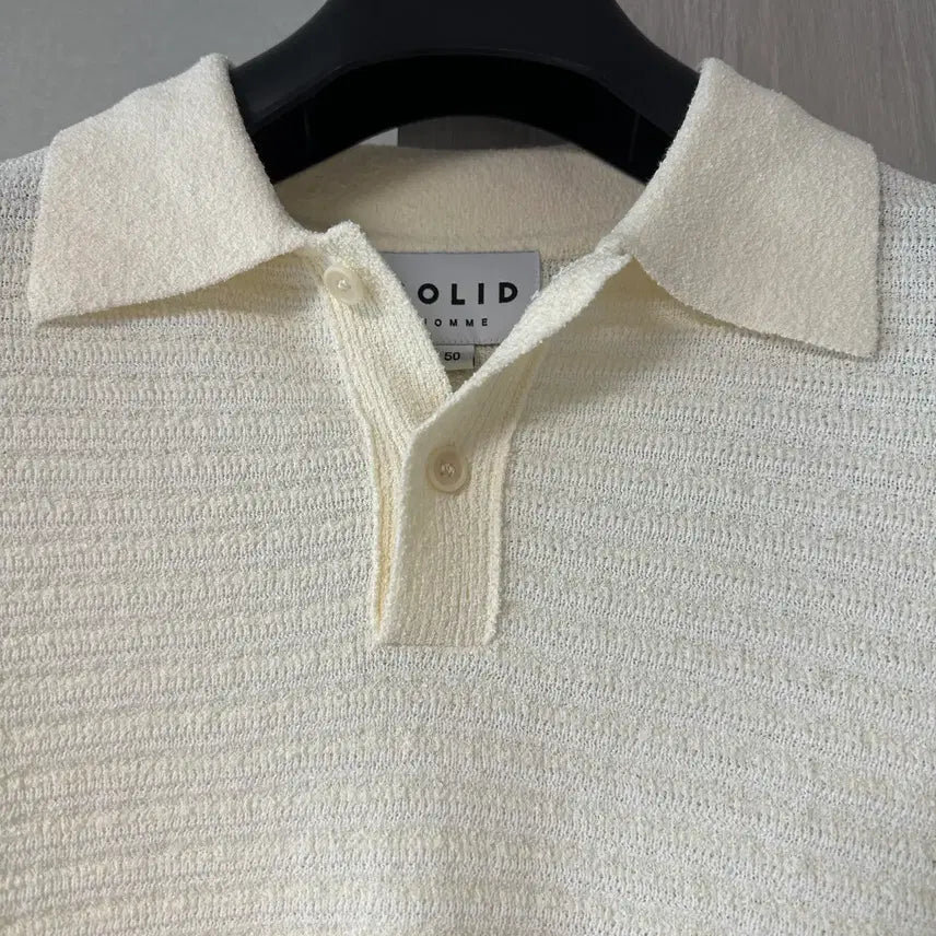 [BUNJANG] Solid Homme 25SS Short-Sleeve Collar Knit / 솔리드옴므 25ss 골지 카라니트 105 새상품