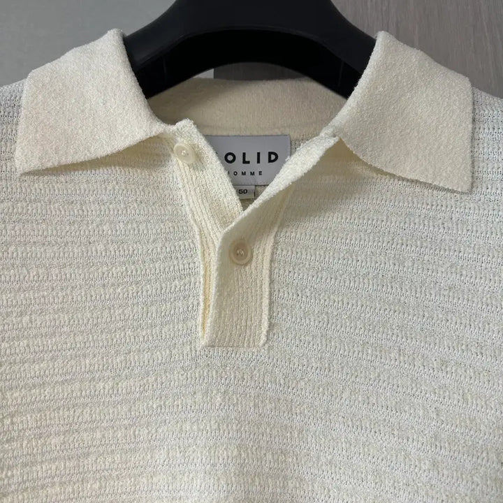 [BUNJANG] Solid Homme 25SS Short-Sleeve Collar Knit / 솔리드옴므 25ss 골지 카라니트 105 새상품