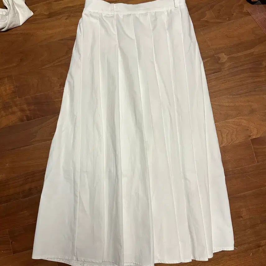 [BUNJANG] White Pleated Long Skirt / 키작녀 화이트 플리츠 롱스커트 흰색 롱치마