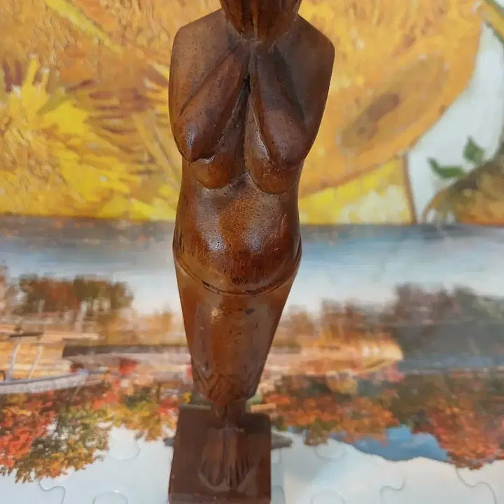 [BUNJANG] Wooden Woman Figurine Interior Prop / 나무 조각상 여인상 인테리어 소품