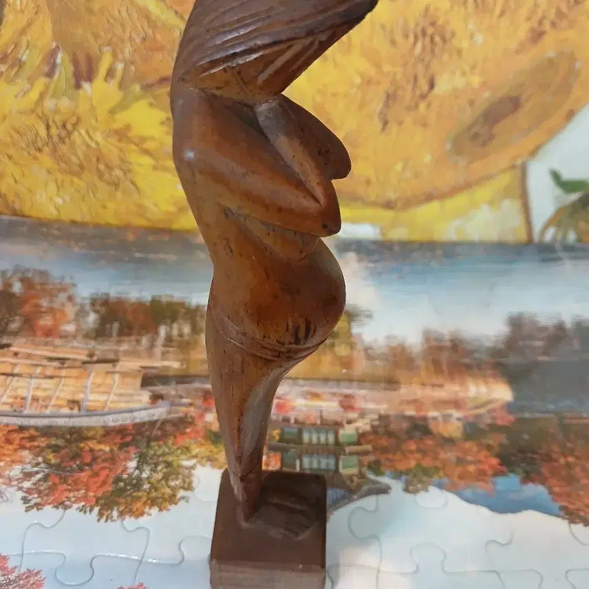 [BUNJANG] Wooden Woman Figurine Interior Prop / 나무 조각상 여인상 인테리어 소품