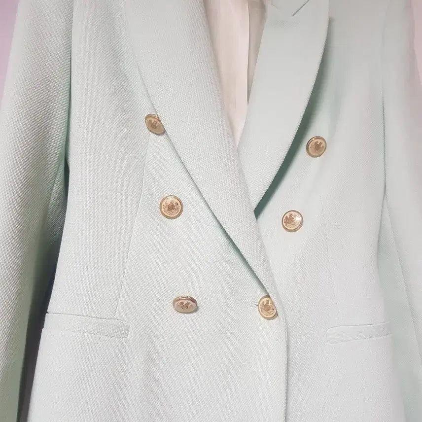 [BUNJANG] ZARA Mint Double-Button Long Jacket / ZARA  자라 브랜드 민트색 더블 버튼 자켓입니다총장84