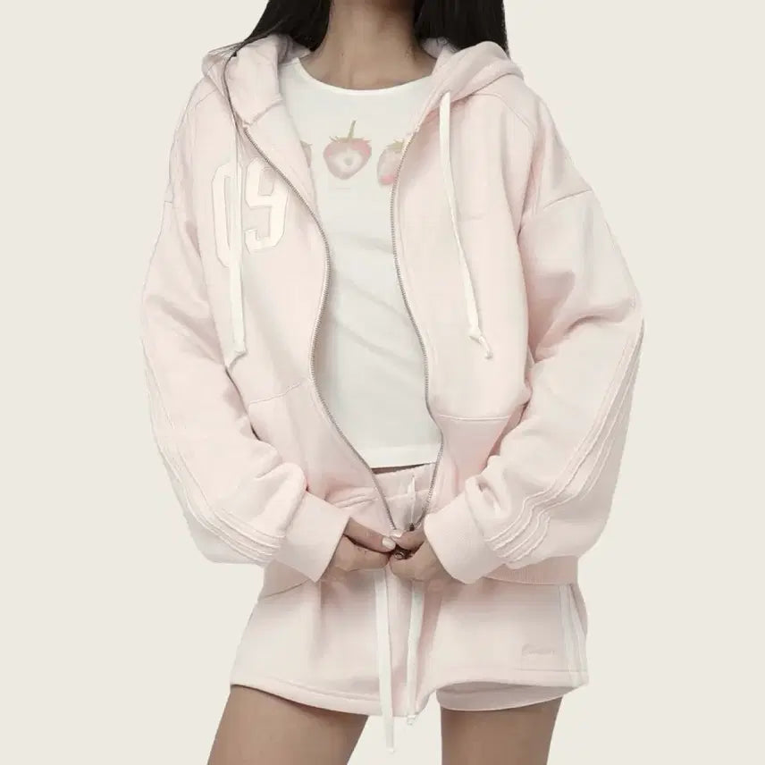 [BUNJANG] KLCC Numbering 09 Pink Set (Zip-up, Pants) / 클리시어 넘버링 09 핑크 세트 (집업,팬츠)