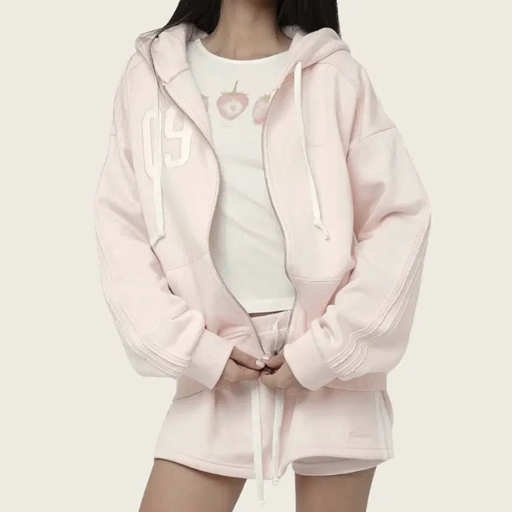 [BUNJANG] KLCC Numbering 09 Pink Set (Zip-up, Pants) / 클리시어 넘버링 09 핑크 세트 (집업,팬츠)