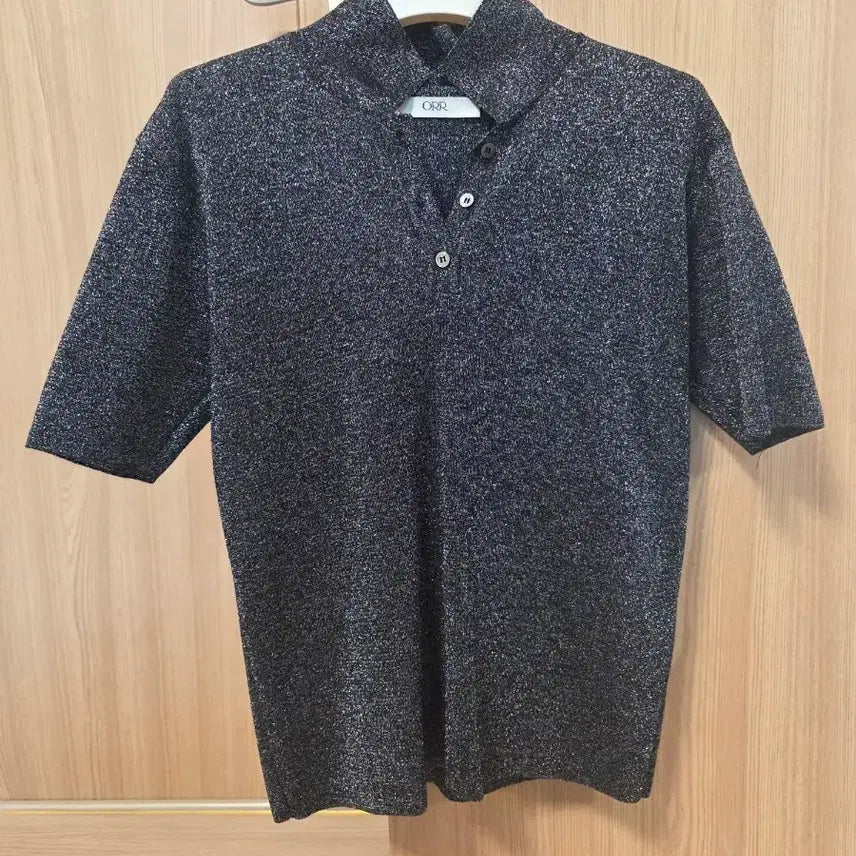 [BUNJANG] ORR Metallic Knit Short Sleeve Polo Shirt - Size L / ORR  오르 메탈릭 니트 반팔 폴로셔츠 L