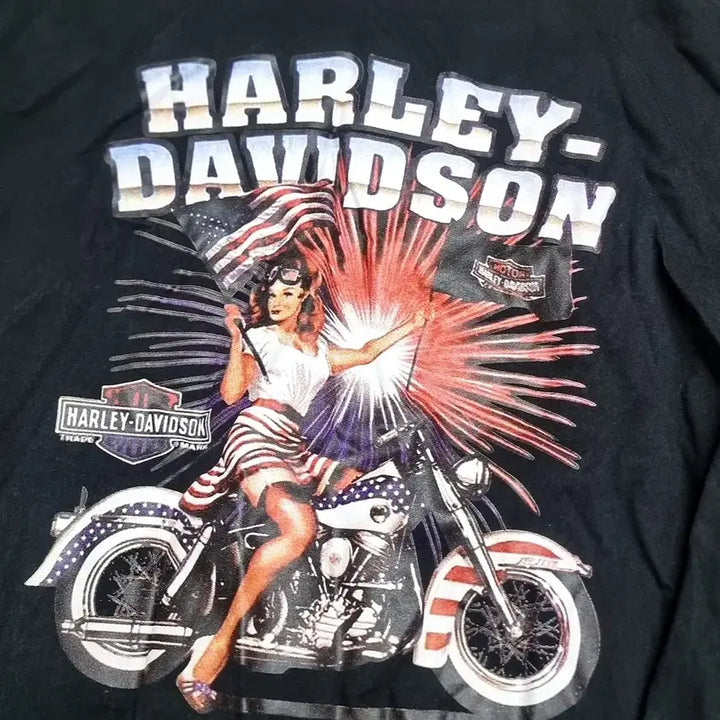 [BUNJANG] Volt Harley-Davidson Black Long Sleeve T-Shirt / 한국제 볼트 할리데이비슨 블랙 긴팔 티셔츠 프린팅(105)