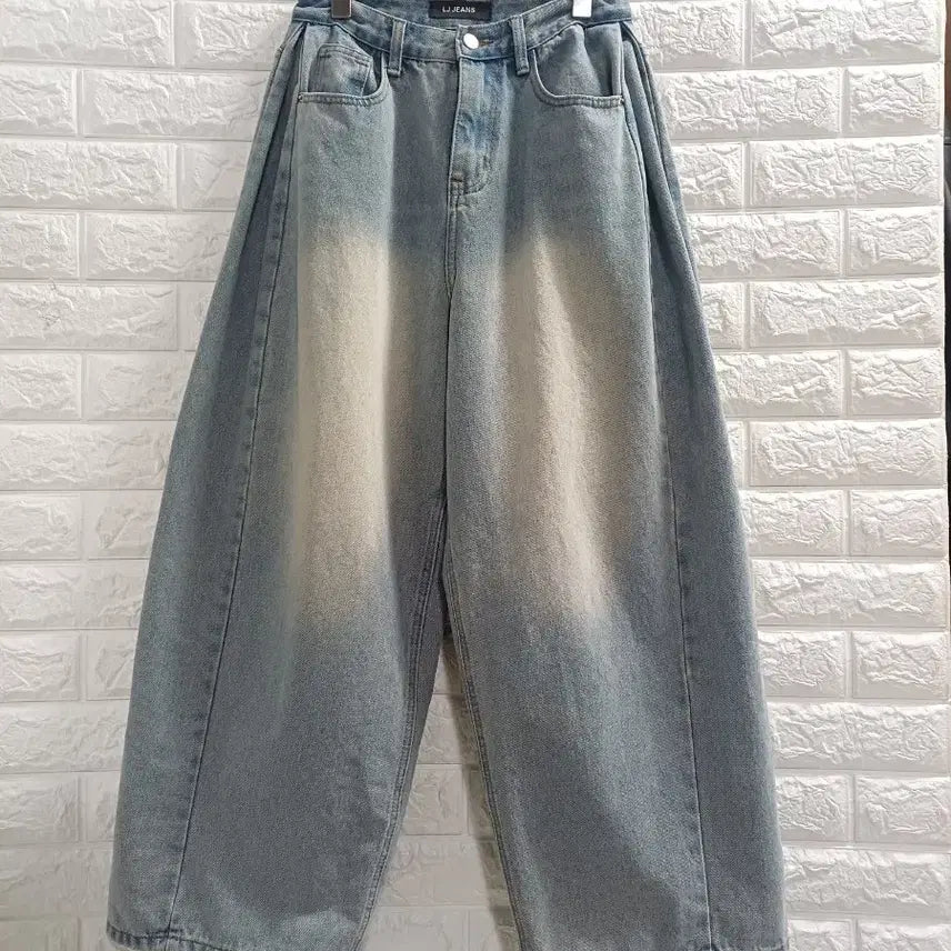 [BUNJANG] Side Shirring Wide Leg Denim Pants / 허단35.옆셔링 와이드 데님 팬츠