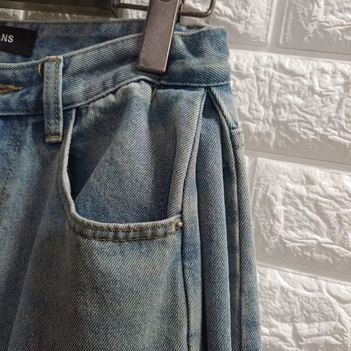 [BUNJANG] Side Shirring Wide Leg Denim Pants / 허단35.옆셔링 와이드 데님 팬츠