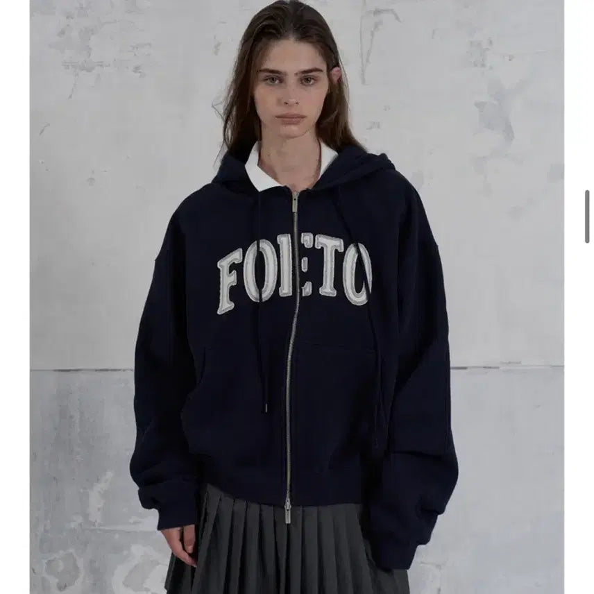 [BUNJANG] Poeto Navy Hooded Zip-up / 포에토 후드집업 네이비