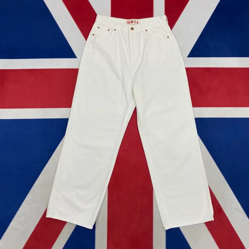 [BUNJANG] OOTJ Wide White Denim Pants - Size L / OOTJ 와이드 화이트 데님팬츠 L