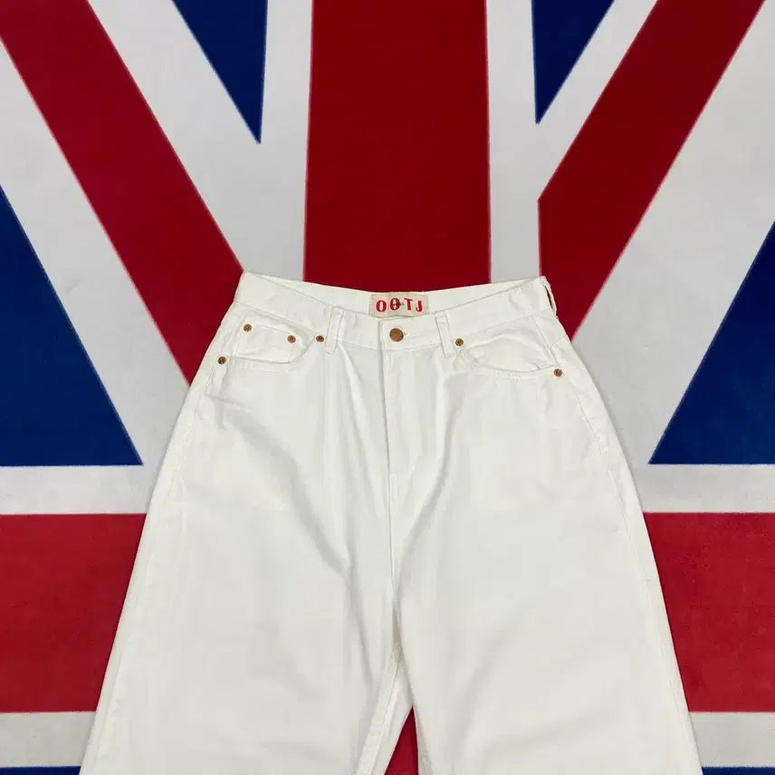 [BUNJANG] OOTJ Wide White Denim Pants - Size L / OOTJ 와이드 화이트 데님팬츠 L