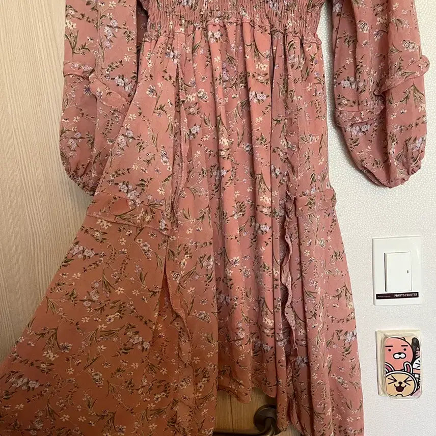 [BUNJANG] Chiffon Smoking Flower Long Dress XL (Fits 66-77) / XL 66-77가능 쉬폰 스모킹 플라워 롱 원피스
