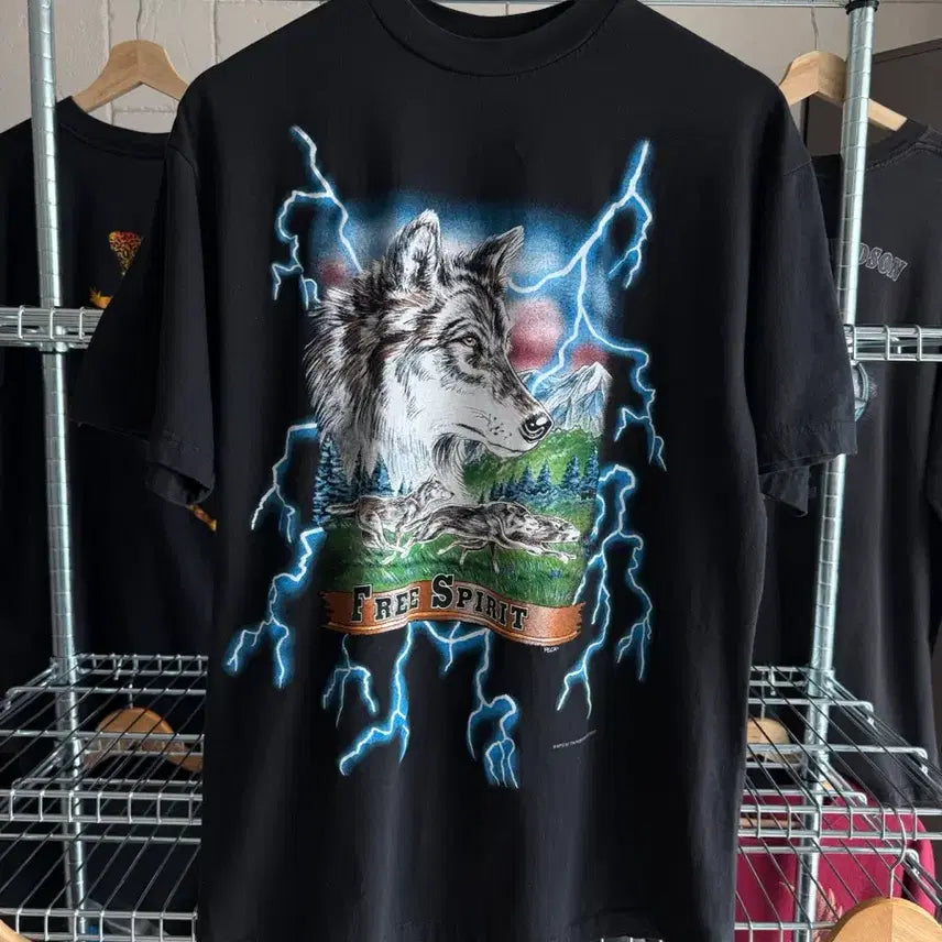 [BUNJANG] 90s Vintage American Thunder Wolf T-Shirt / 90s 빈티지 아메리칸 썬더 울프 티셔츠