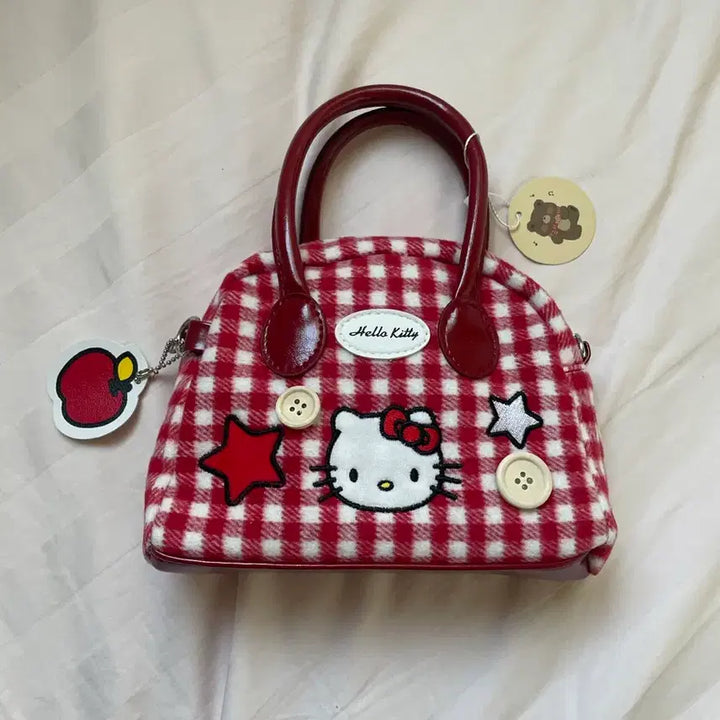 [BUNJANG] Hello Kitty Plaid Tote Bag / 헬로키티 체크무늬 토트백